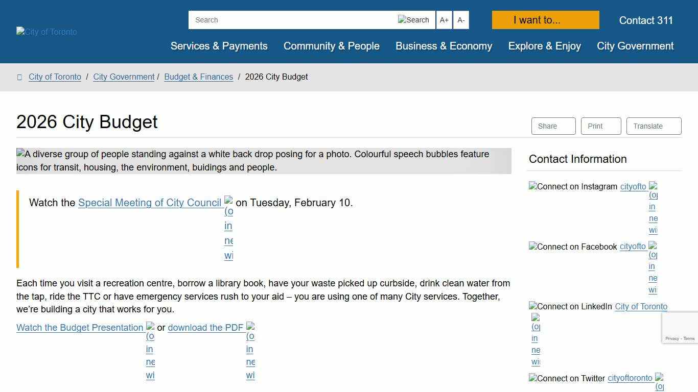 2026 City Budget – City of Toronto